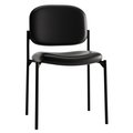 Hon Basyx Black Stacking Guest Chair, 21" L 32-3/4" H, Armless, SofThread Leather Seat, Scatter Series HVL606.SB11